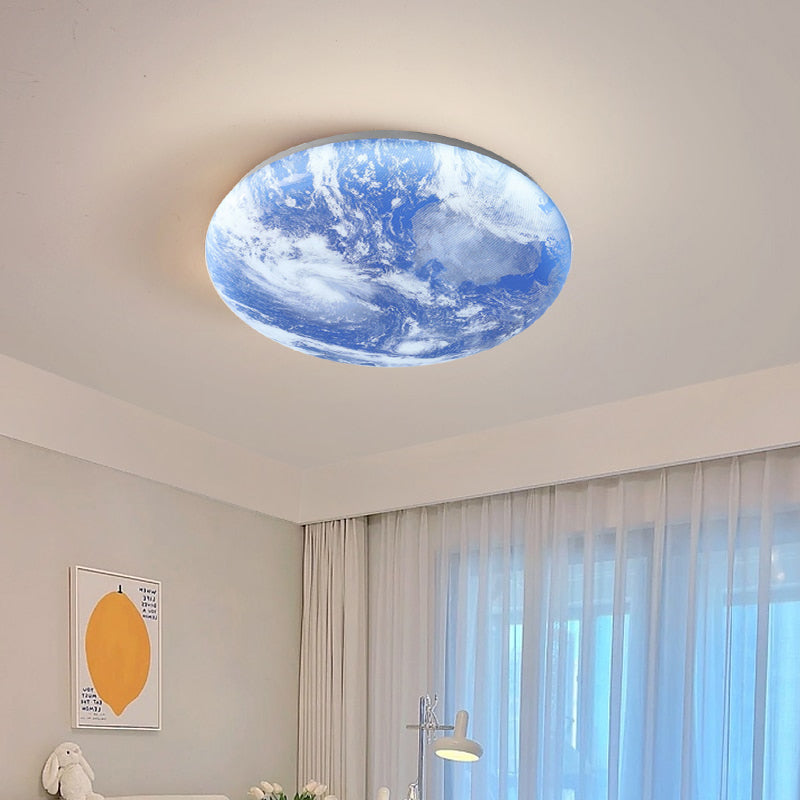 Runde LED-Unterputz-Deckenleuchte mit Mondoberflächen-Design, Holz & Acryl, 48 cm Durchmesser, für Schlafzimmer, Wohnzimmer und Flure, modernes Ambiente
