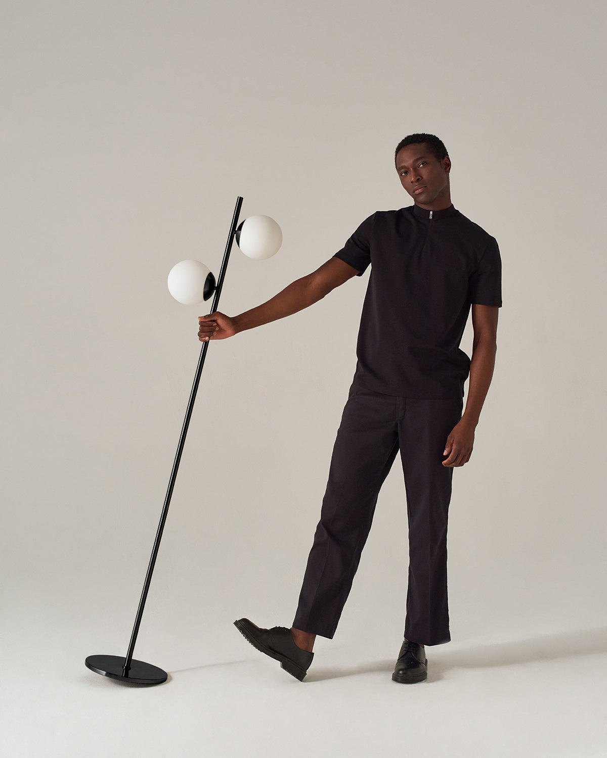 65-Inch Dual-Globe Standing Lamp White Frosted Glass Shades Metal Base Foot Switch 3000K Warm LED for Bedroom Reading Nook Corner Accent Sca | Thomler