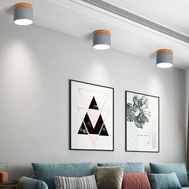 Compact Surface-Mount LED Light Fixture 4 in Round Multi-Color Adjustable Temperature for Entryways