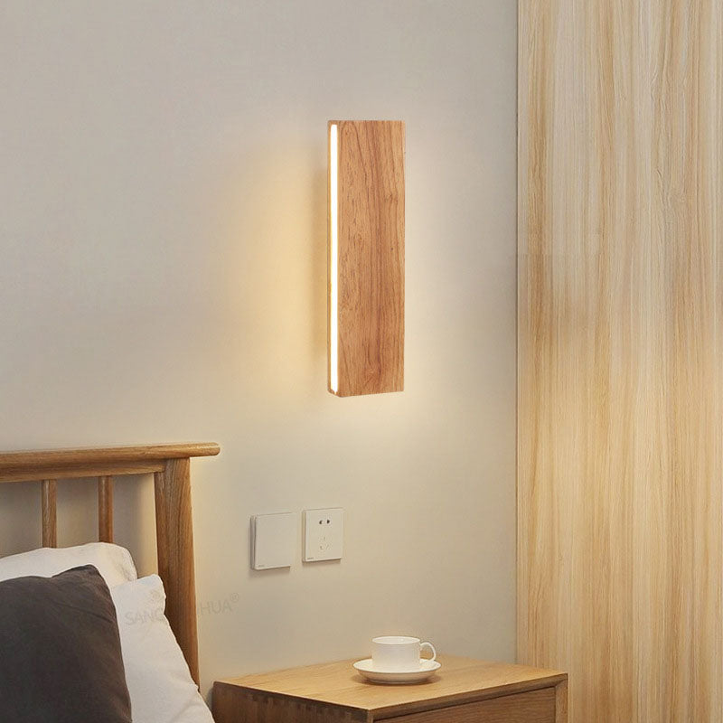 LED Sconce Light 12 Inch Wooden Acrylic Fixture Hallway Bedroom Living Room Hardwired Modern