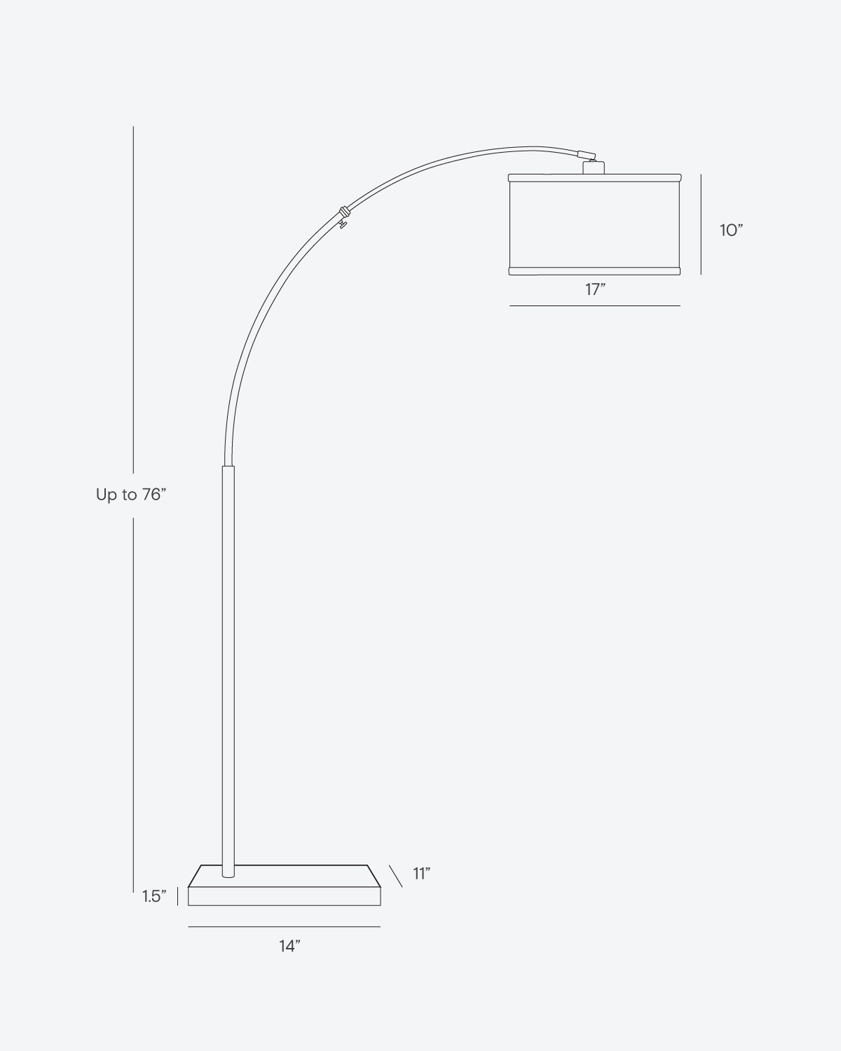 Arched Metal Reading Lamp with Marble Base 76 in Height for Living Room & Bedroom | Thomler