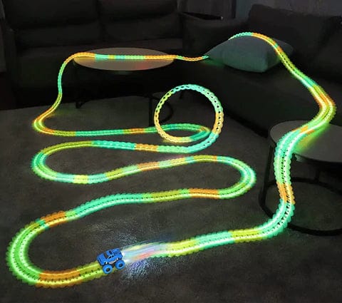 Flexibele magnetische racebaan met lichtgevende auto voor kinderen | Educatief STEM-bouwspeelgoed