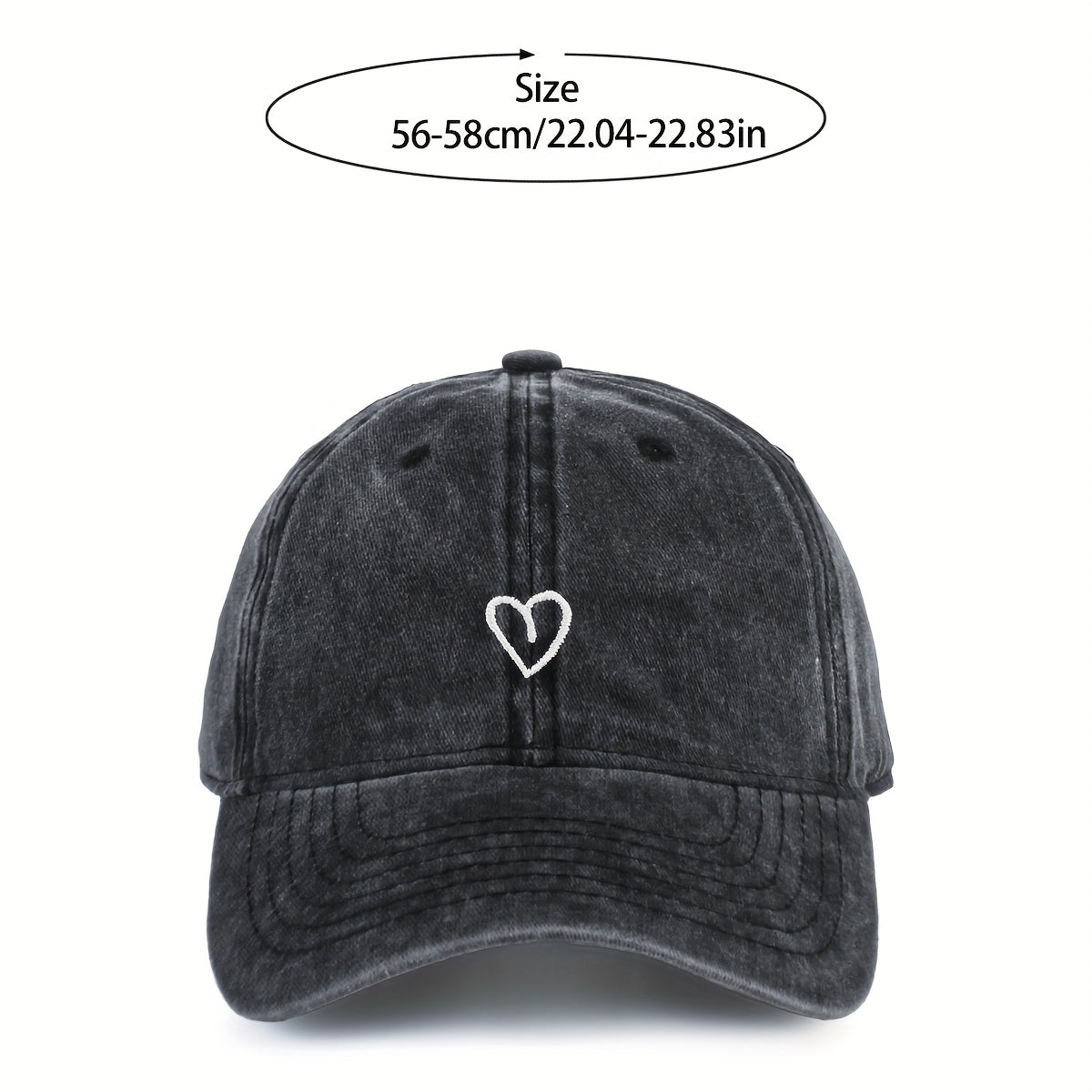 Adjustable Cotton Baseball Cap with Embroidered Heart Detail for Women – Breathable Summer Hat | Thomler
