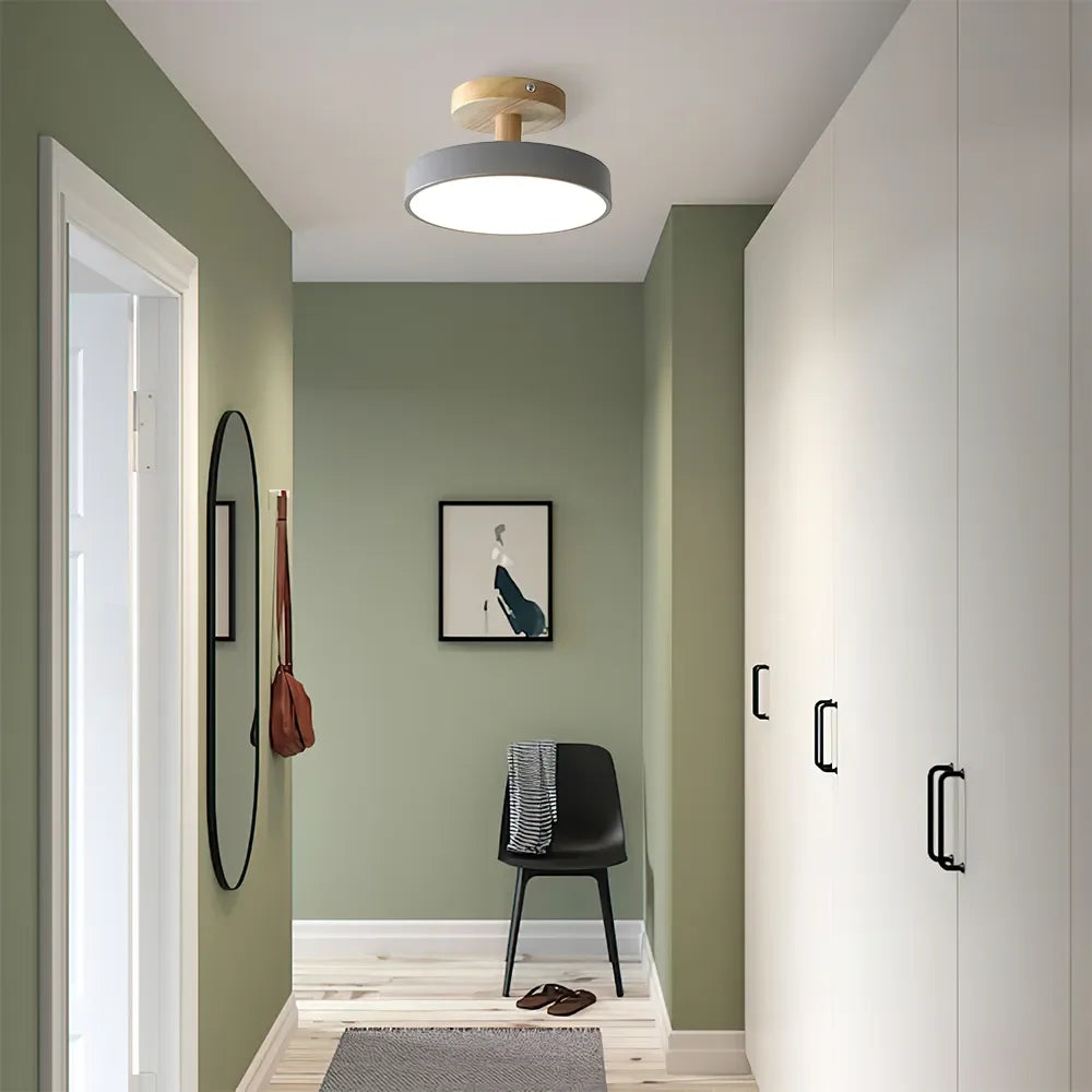 12W LED-Deckenleuchte in Holz- & Grün-Optik für Schlafzimmer, Flur & kleine Räume, modernes skandinavisches Design, Deckenlampe 3–10 m² | Thomler
