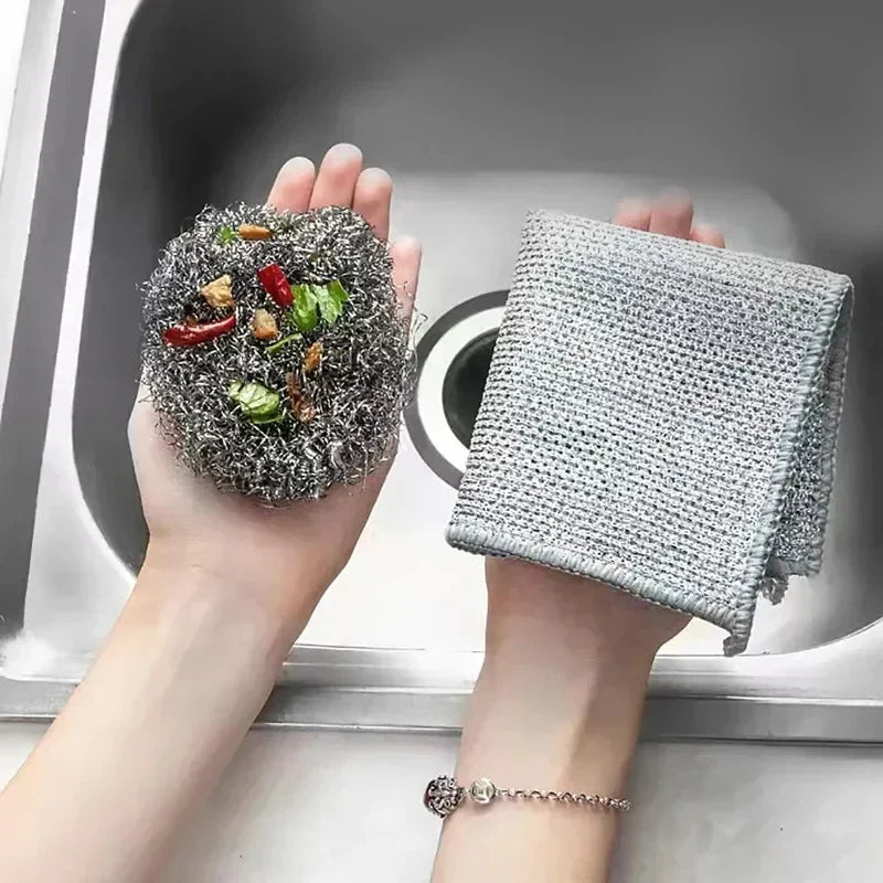 Mesh schuursponsjes voor de keuken, reinigingsset, krasvrije afwasspons voor pannen en kookgerei, 10-pack | Thomler