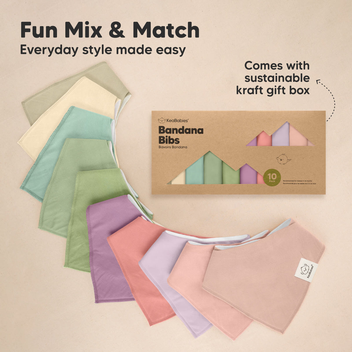 10-Pack Organic Bandana Bibs