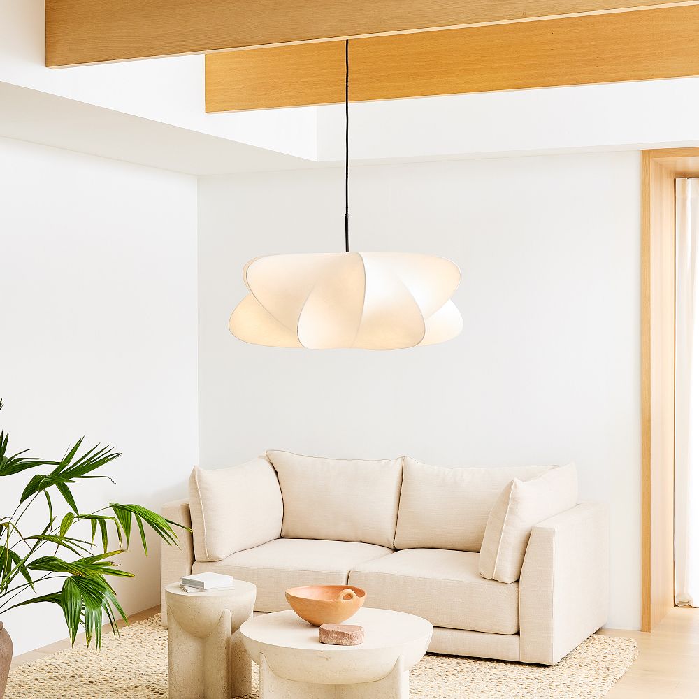 Lámpara colgante de 3 luces Silk Cloud, blanca, 24 pulgadas, montaje en techo ajustable, E27, para comedor, sala de estar, cocina, luz de techo interior moderna | Thomler