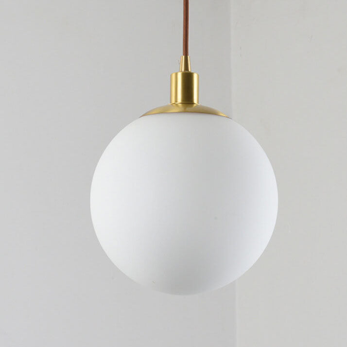 Adjustable Ceiling Pendant with Glass Shade for Entryway, Den, or Sleeping Space - Modern Suspended Fixture in White or Gold - 10 Inch Globe | Thomler