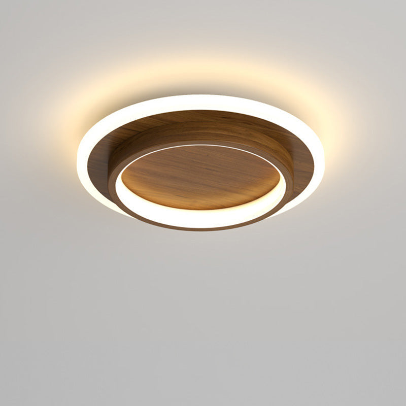 9.4 in Round LED Flush Mount Light with Ring Glow Effect for Hallways Bedrooms Entryways Modern Low-Profile Fixture Aluminum Acrylic | Thomler
