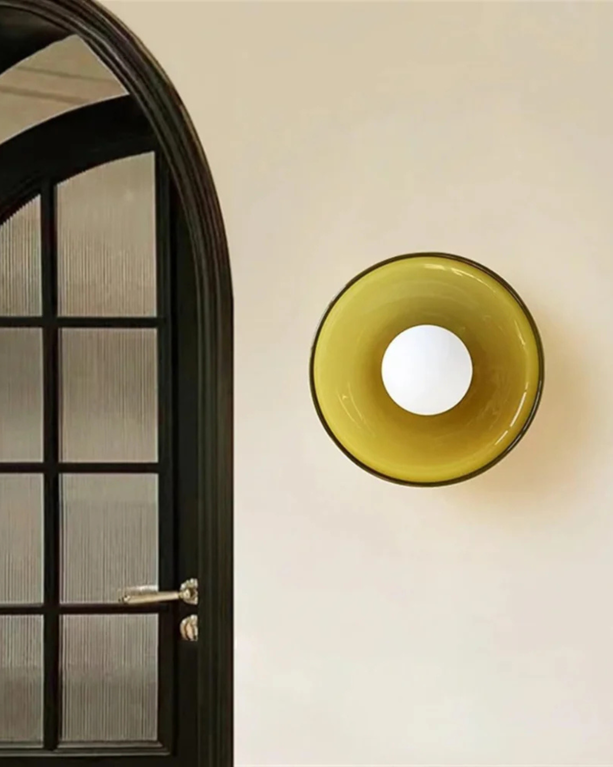 Flush Mount Ceiling Light with Glass Shade and Metal Frame for Living Room, Bedroom, Hallway – Round Overhead Fixture with Warm White Glow | Thomler