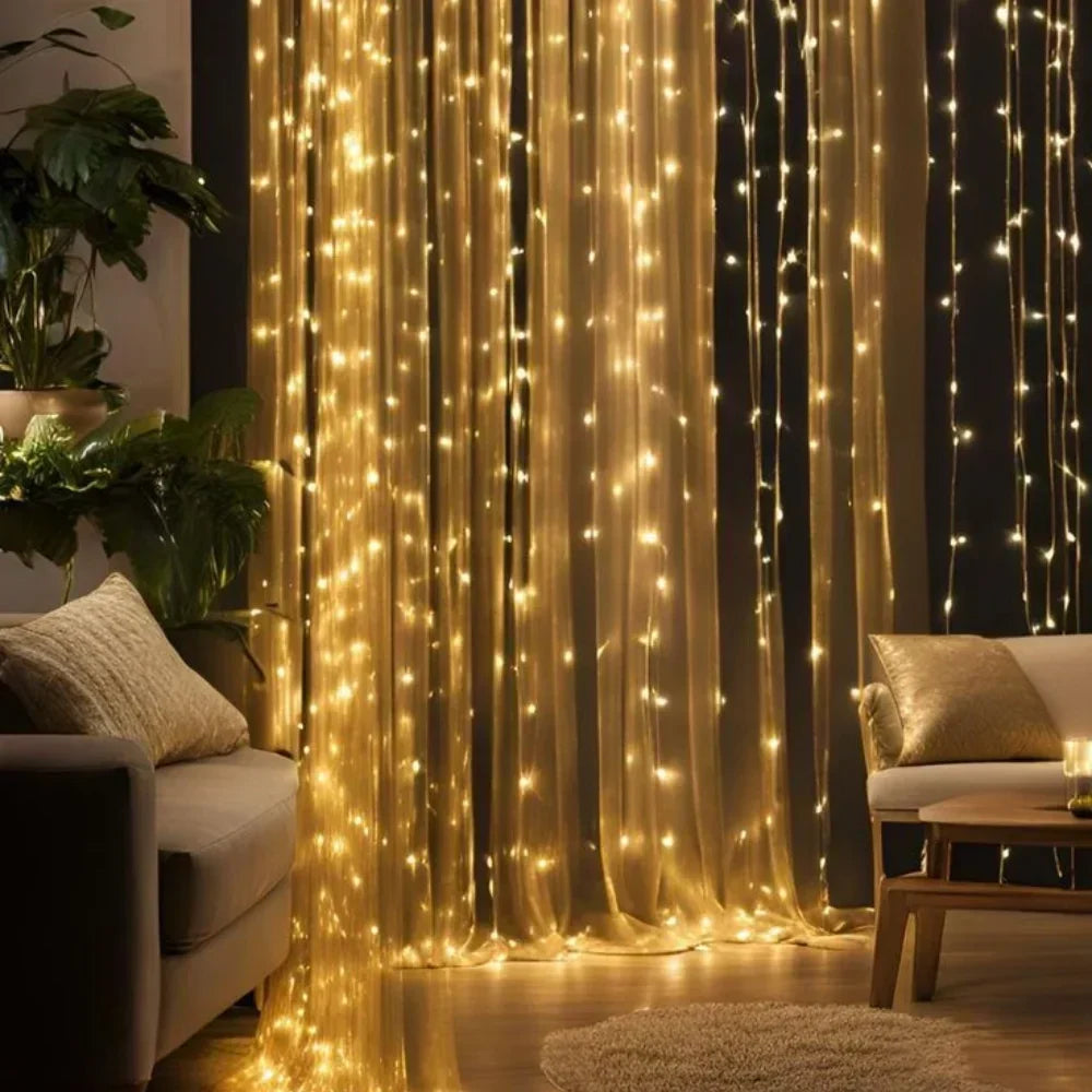 LED-Vorhang-Lichterkette Warmweiß USB-betrieben mit Fernbedienung 8 Modi für Innen- und Außenbereich Terrasse Schlafzimmer Hochzeit Party Dekorative Wasserdicht