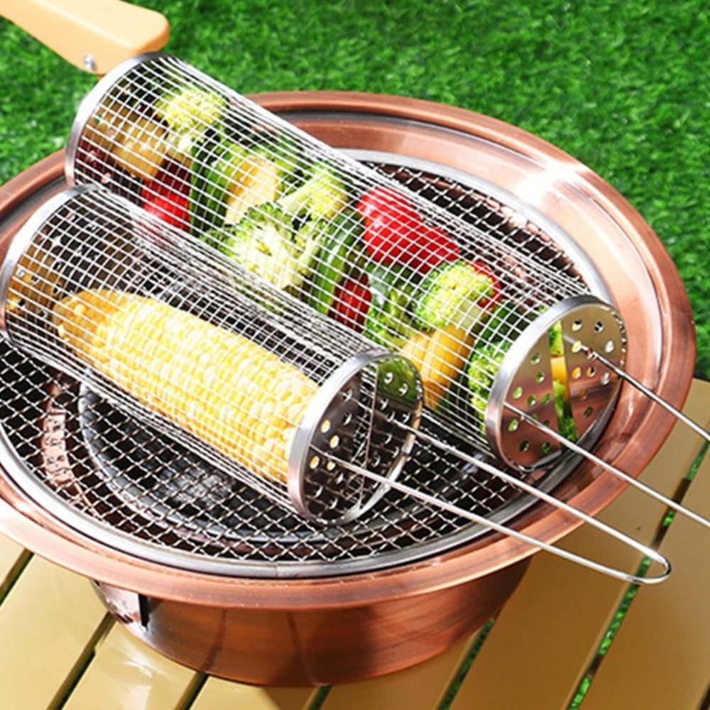 Runder Grillkorb aus Edelstahl