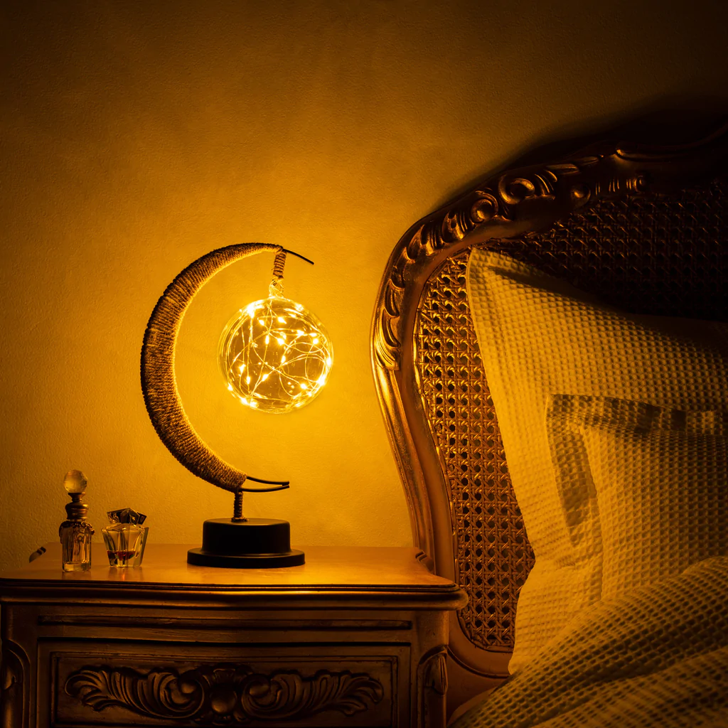 3D Printed Moon Sphere Table Lamp with Realistic Crater Details, Battery-Powered Ambient Night Light for Bedroom, Nursery, Living Room Decor | Thomler
