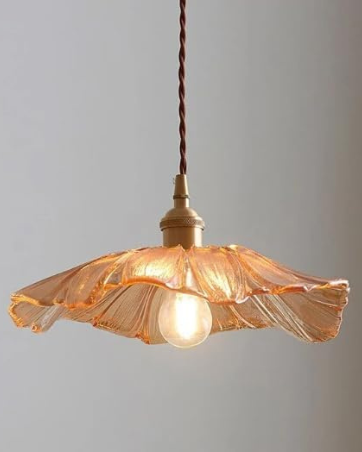 Glass Pendant Light with Brass Socket and Organic Petal Shape for Dining Room and Living Space | Thomler