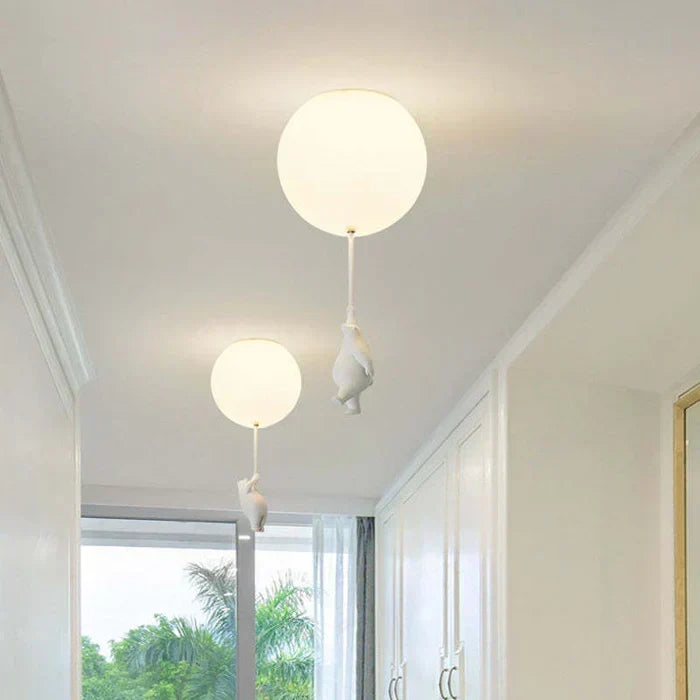Kinder-Deckenleuchte Kinderzimmer Bär Ballon Pendelleuchte LED-Lampe Schlafzimmer Spielzimmer Deko Warmweißes Licht Tiermotiv Hängeleuchte