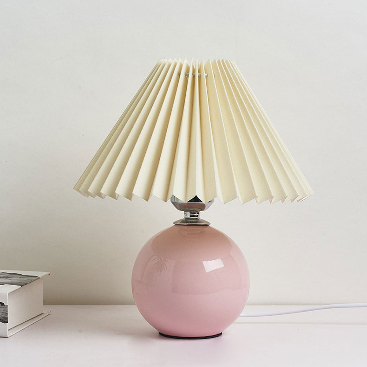 Ceramic Accent Lamp with Fabric Shade 11x9.5 in E26 Socket for Nightstand Desk Study Room Reading Light Modern Home Decor | Thomler
