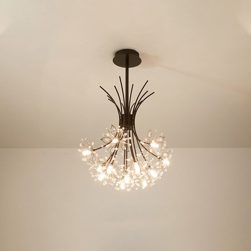 Multi-Arm Crystal Hanging Light Fixture 13-Bulb 20.5 Inch Diameter Sparkling Glass for Dining Room Living Room Entryway Bedroom Modern Adjus