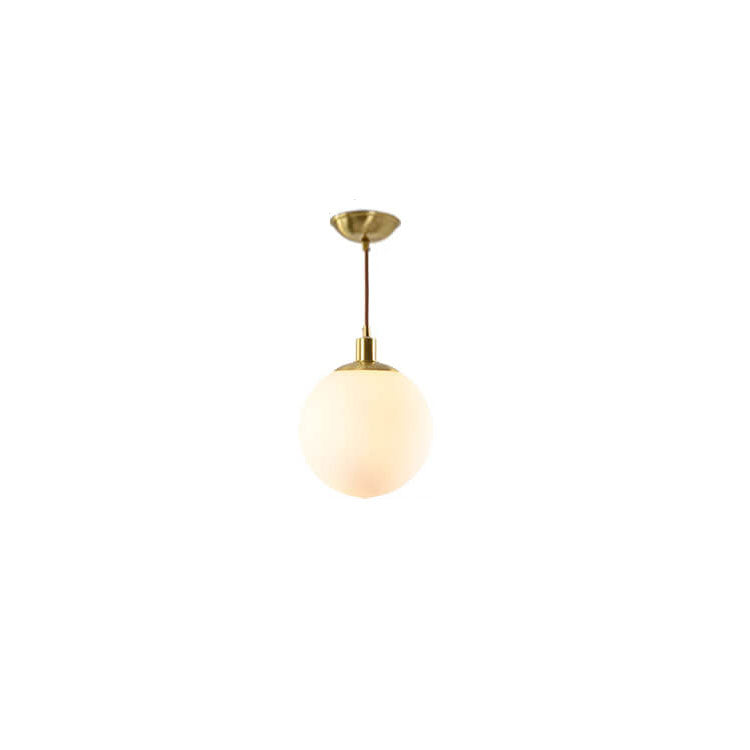 Adjustable Ceiling Pendant with Glass Shade for Entryway, Den, or Sleeping Space - Modern Suspended Fixture in White or Gold - 10 Inch Globe | Thomler