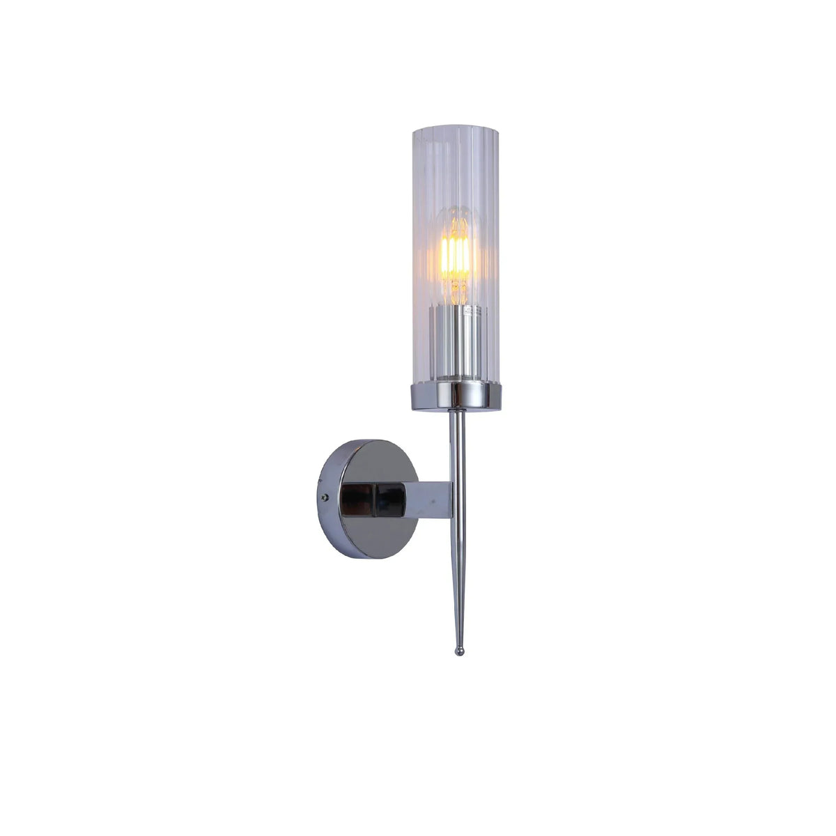Textured Glass Wall Sconce with Steel Frame - Dimmable E27 Socket - 16 inch Height - Modern Art Deco Fixture for Hallways Bedrooms Living Sp | Thomler