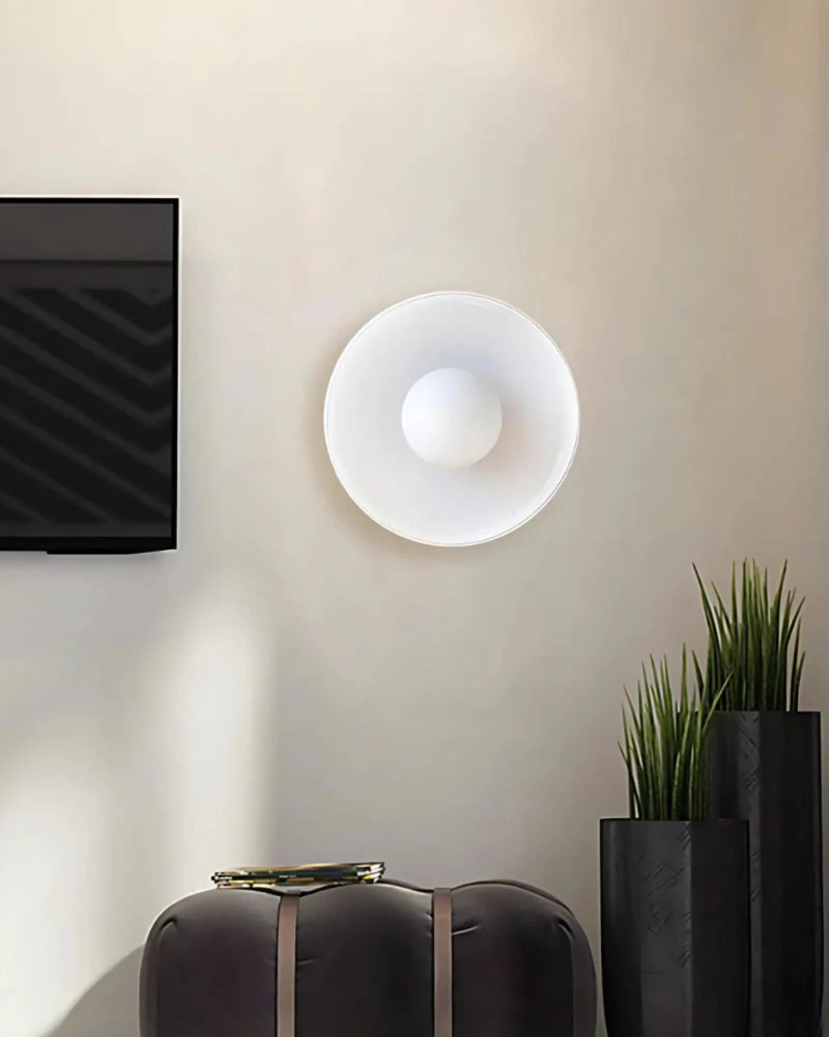 Flush Mount Ceiling Light with Glass Shade and Metal Frame for Living Room, Bedroom, Hallway – Round Overhead Fixture with Warm White Glow | Thomler