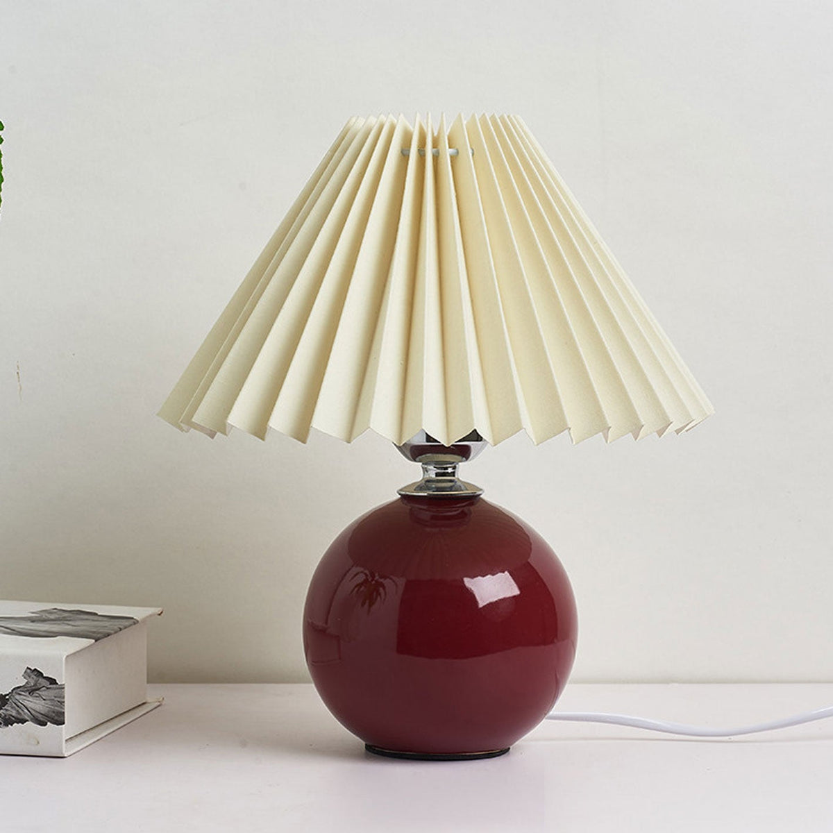 Ceramic Accent Lamp with Fabric Shade 11x9.5 in E26 Socket for Nightstand Desk Study Room Reading Light Modern Home Decor | Thomler