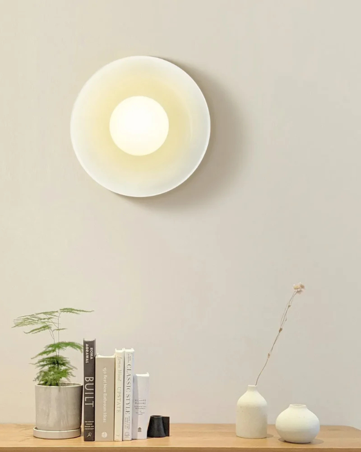 Flush Mount Ceiling Light with Glass Shade and Metal Frame for Living Room, Bedroom, Hallway – Round Overhead Fixture with Warm White Glow | Thomler