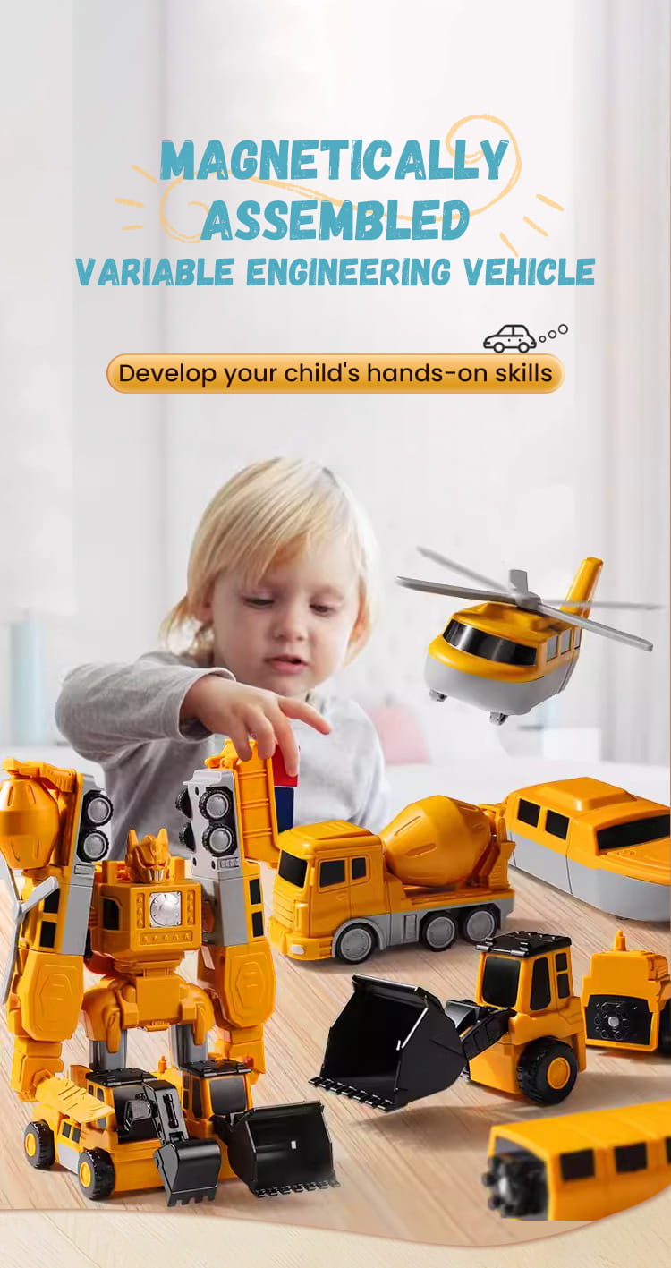 Magnetic Construction Vehicle Building Set for Kids – Transformable Toy Trucks with Snap-Together Magnets for Creative Play & STEM Learning | Thomler