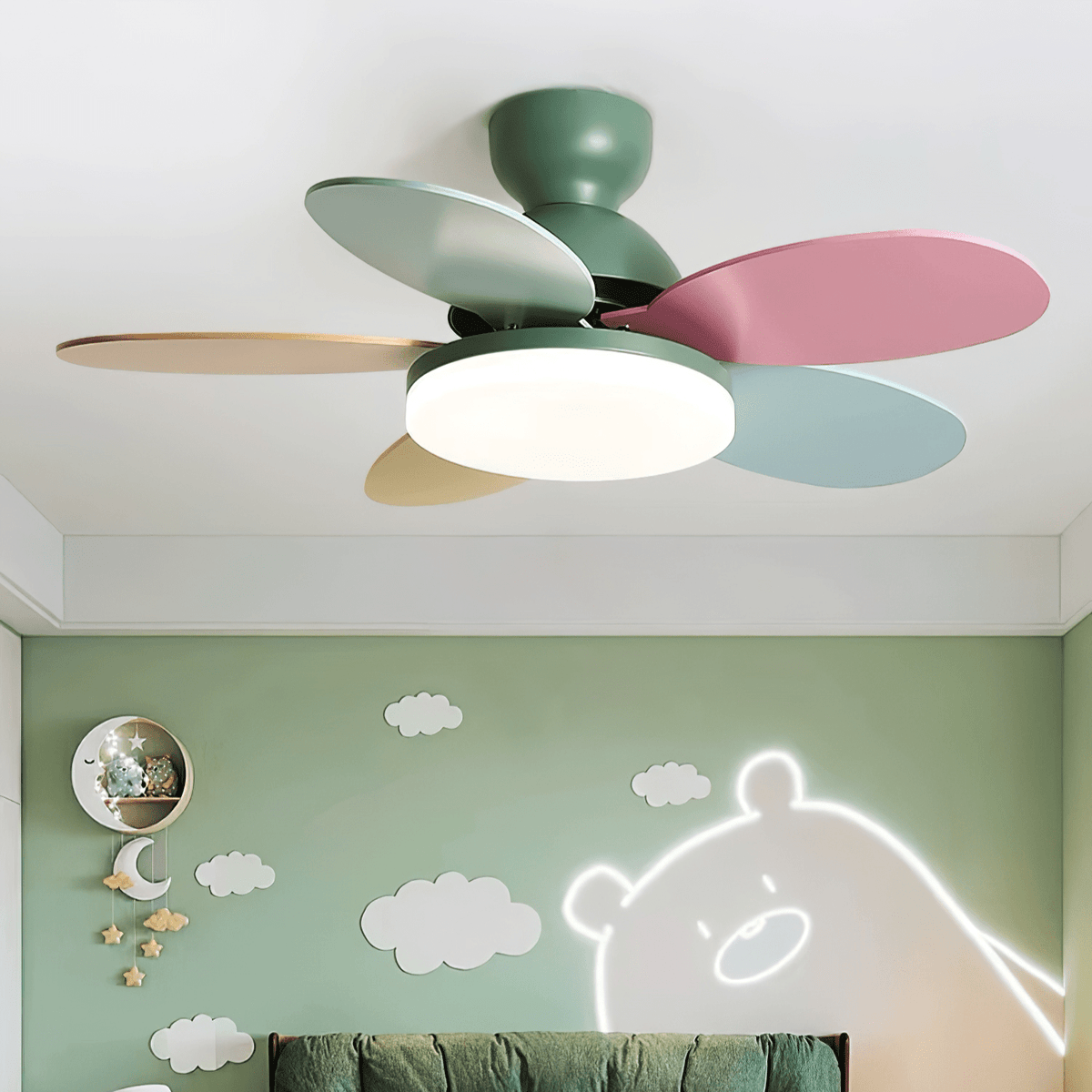 Ventilador de techo para interiores con luz LED, 35 pulgadas, aspas de madera con diseño curvo, 6 velocidades, control remoto, motor de CC para sala de estar, dormitorio, comedor, gris