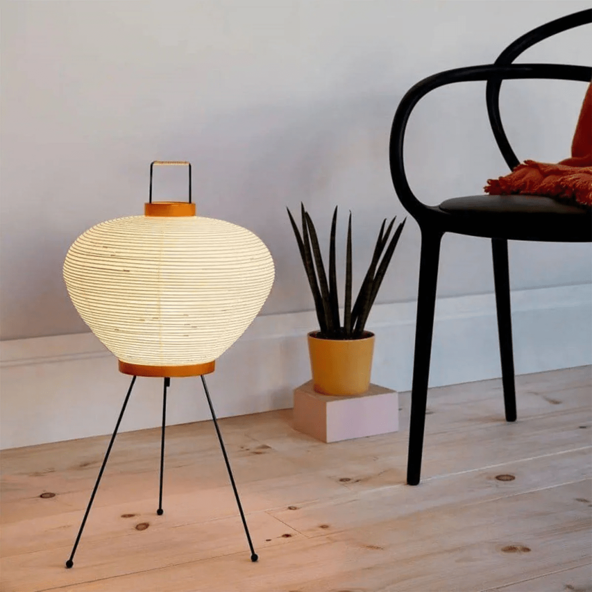 Lámpara de acento con pantalla de papel hecha a mano, 10 pulgadas de ancho, luz nocturna LED de brillo cálido para dormitorio, oficina, escritorio, rincón de lectura, estilo minimalista japonés