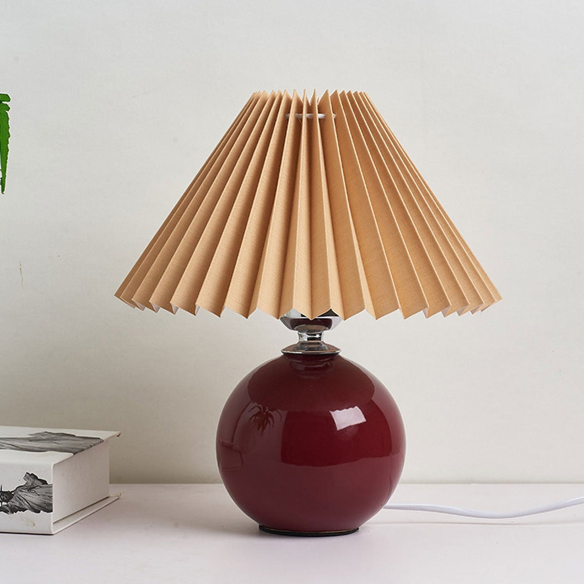 Ceramic Accent Lamp with Fabric Shade 11x9.5 in E26 Socket for Nightstand Desk Study Room Reading Light Modern Home Decor | Thomler