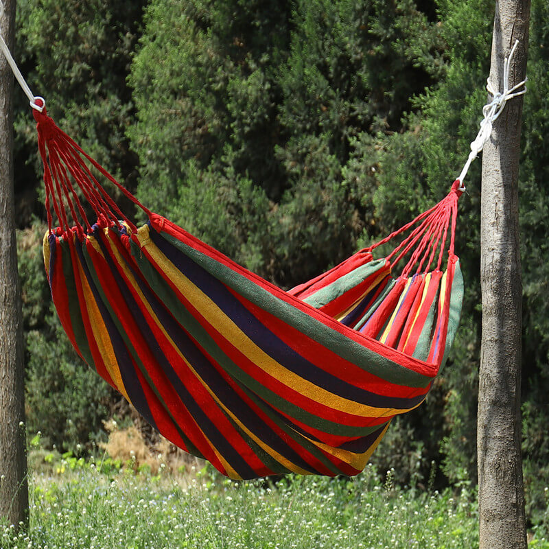 Cotton Blend Swing Hammock with Spreader Bar 102 in Total Length Red Blue for Backyard Patio Camping Outdoor Relaxation Adults Kids Portable | Thomler