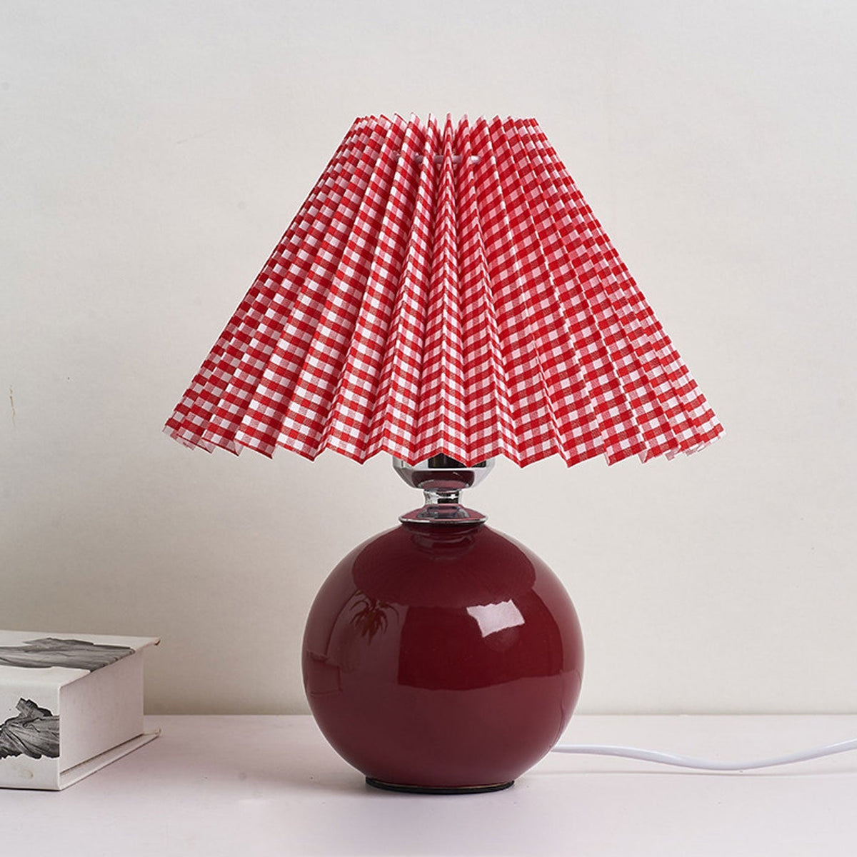 Ceramic Accent Lamp with Fabric Shade 11x9.5 in E26 Socket for Nightstand Desk Study Room Reading Light Modern Home Decor | Thomler