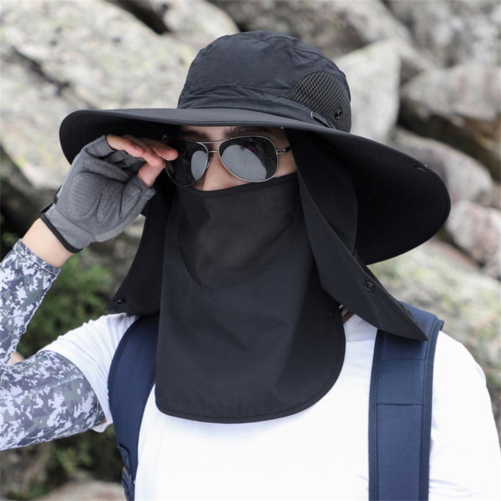 Atmungsaktiver breitkrempiger Sonnenhut für Outdoor-Angeltouren