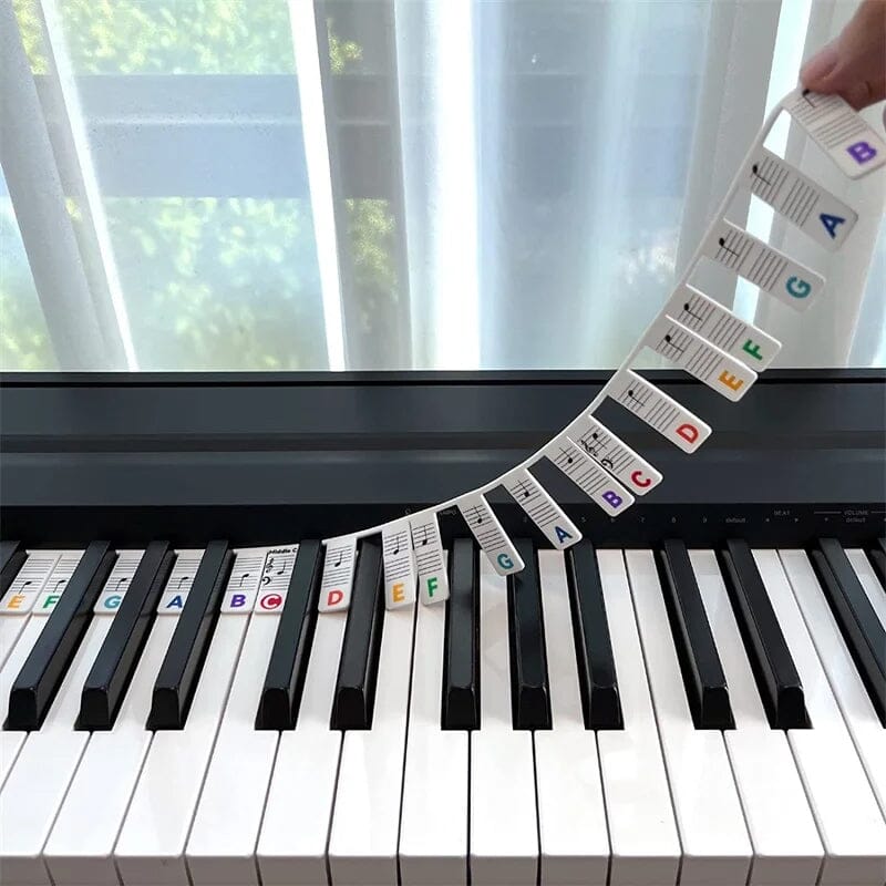 Abnehmbare Silikon-Klaviertastatur-Aufkleber für 88-Tasten-Keyboards | Lernhilfe für Anfänger mit Notensystem | Schnell installierbare Lernhilfe für Flügel und Klaviere