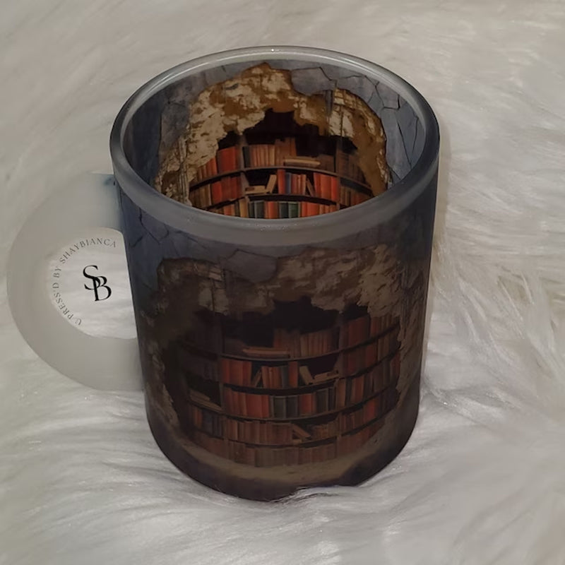 Ceramic Mug with 3D Bookshelf Wrap Design for Coffee Tea Hot Drinks Book Lovers Library Kitchen Microwave Dishwasher Safe Literary Gift | Thomler