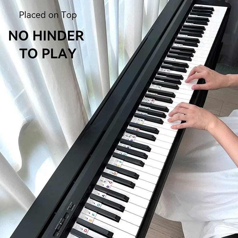 Abnehmbare Silikon-Klaviertastatur-Aufkleber für 88-Tasten-Keyboards | Lernhilfe für Anfänger mit Notensystem | Schnell installierbare Lernhilfe für Flügel und Klaviere