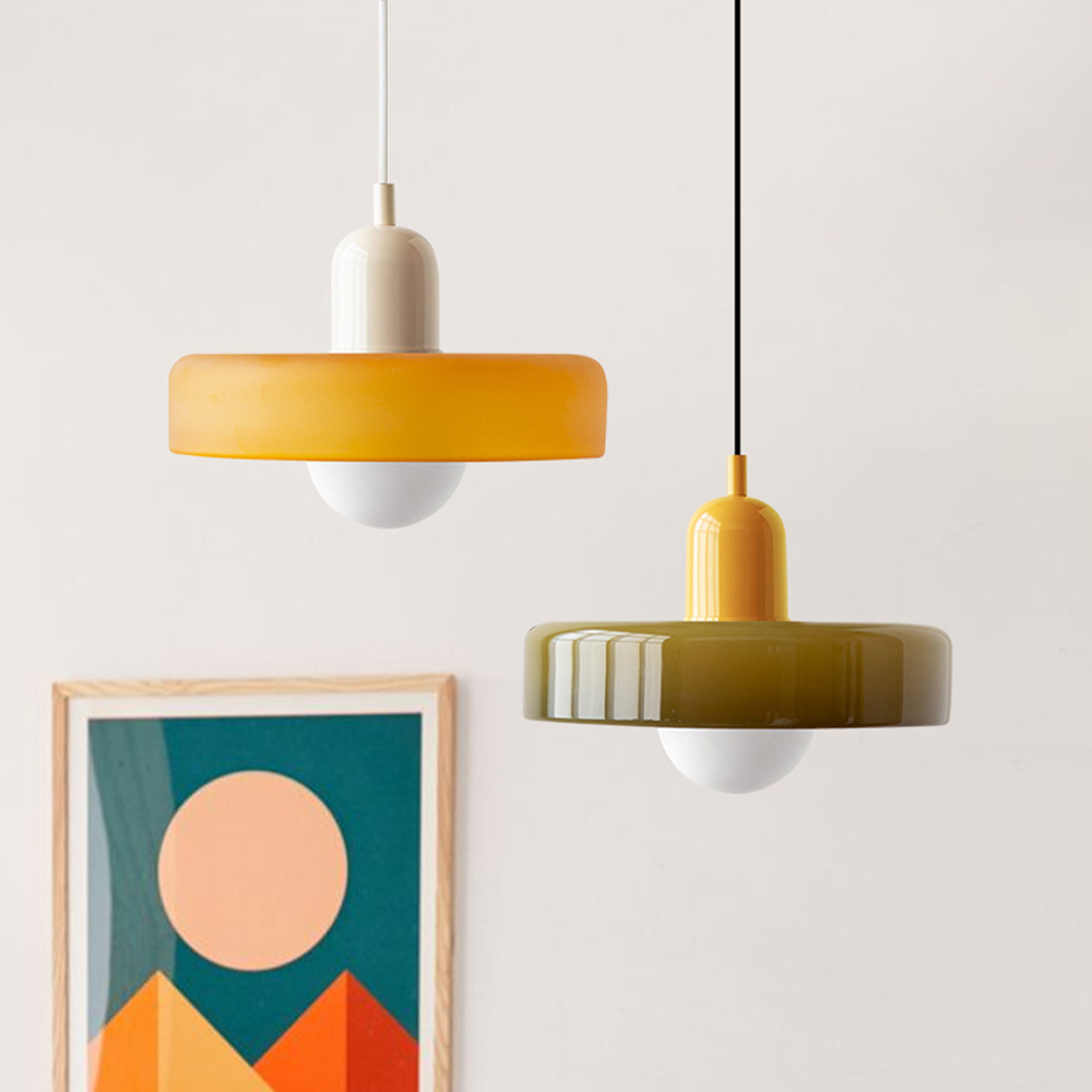 Handcrafted Art Glass Dome Pendant Light, Adjustable Modern Hanging Fixture for Dining Room Kitchen Island Living Room | Thomler