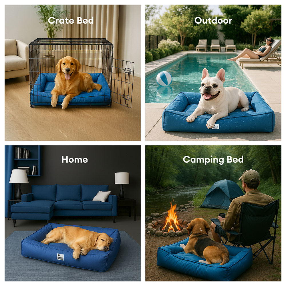 Cama para perro con bordes elevados, espuma para alivio articular y funda impermeable para razas grandes