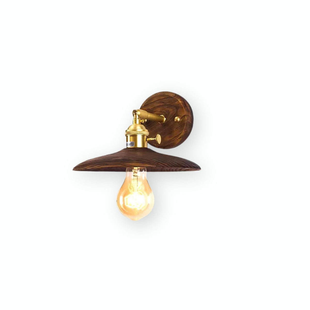 Rounded Wood & Metal Wall Sconce E27 Socket 8 Inch Minimal Accent Light for Bedroom Entryway Foyer Hallway Modern Organic Fixture Indoor Har | Thomler