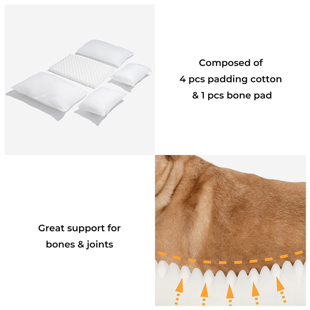 Plush Pet Couch with Washable Cover - Dual-Layer Cushioned Lounger for Dogs & Cats - Striped Fleece Nap Spot