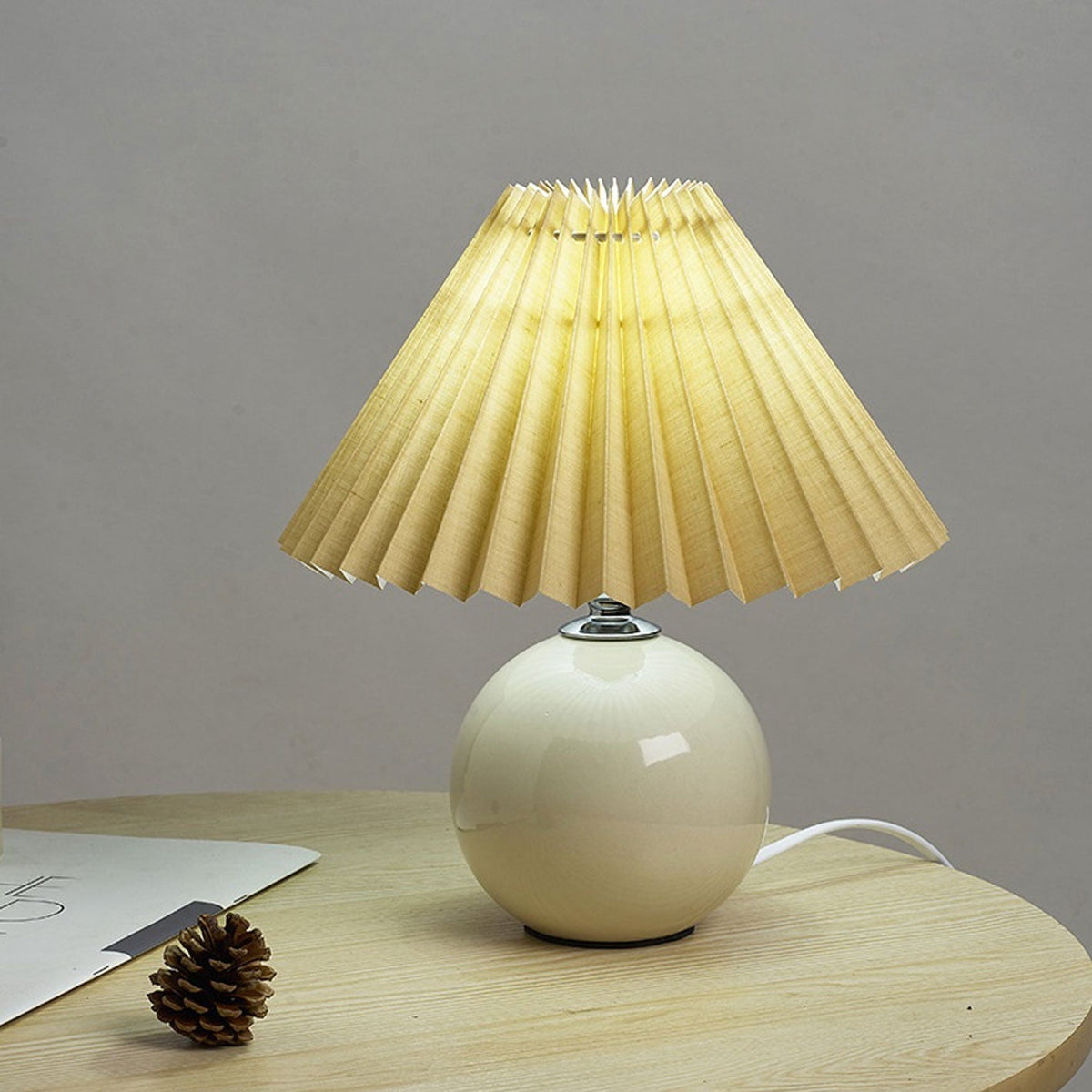 Ceramic Accent Lamp with Fabric Shade 11x9.5 in E26 Socket for Nightstand Desk Study Room Reading Light Modern Home Decor | Thomler