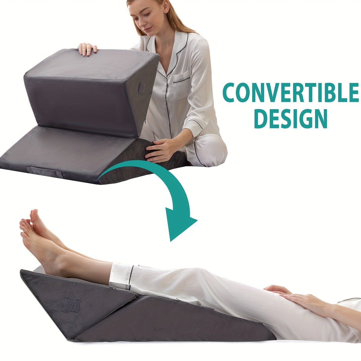 Adjustable Wedge Pillow for Bed – Elevating Support for Back, Legs & Knees with Memory Foam | Thomler
