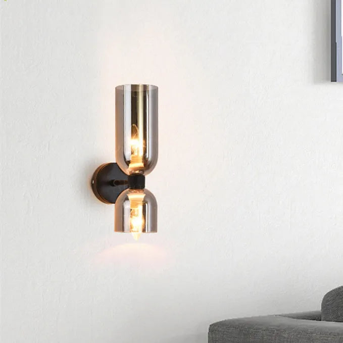 Dual-Shade Glass Sconce 16.5 inches White Iron Wall Light for Bedrooms Hallways Living Rooms Modern Accent Lighting E12 Base Ambient Fixture | Thomler