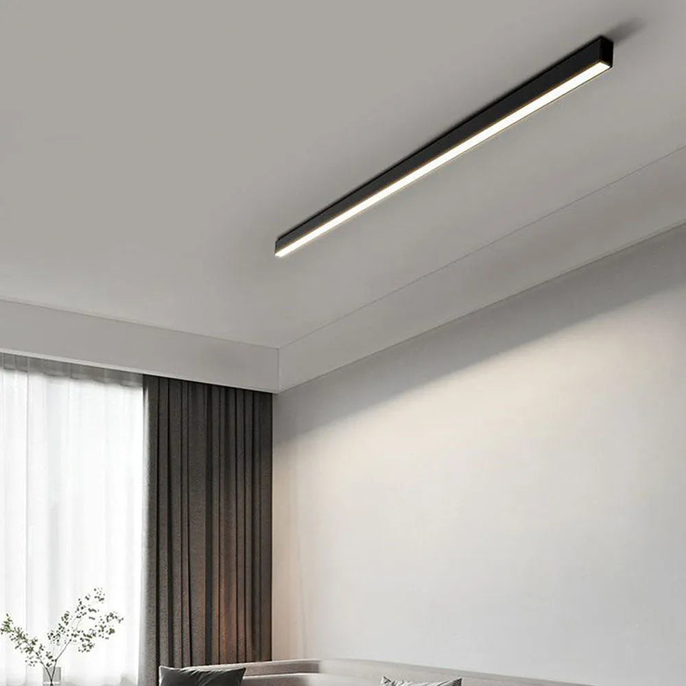 Linear LED Flush Mount Ceiling Light 47-inch Black Fixture for Bedroom Living Room Hallway Contemporary Minimalist Home Lighting | Thomler