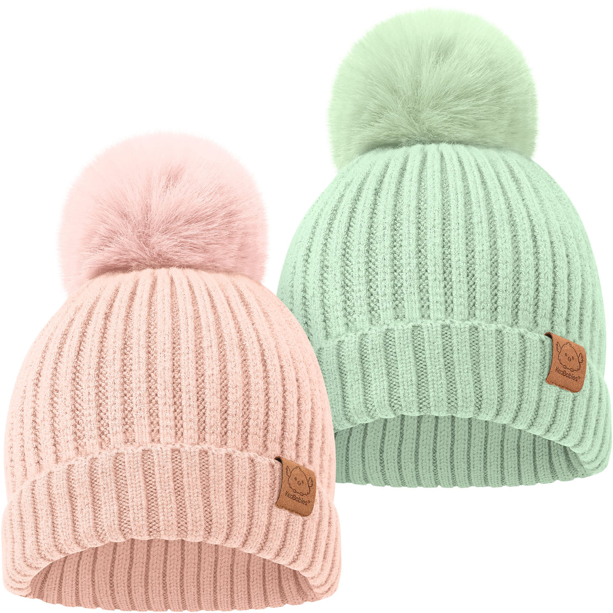 2-Pack Baby Pom Knitted Beanie