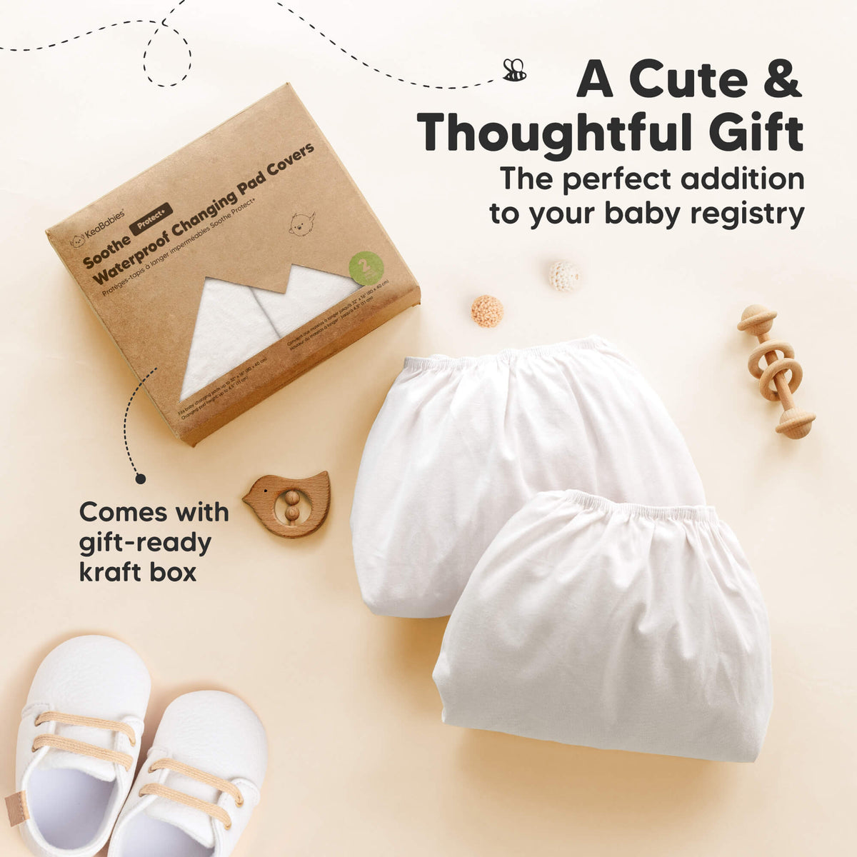 2-Pack Organic Cotton Waterproof Changing Pad Covers