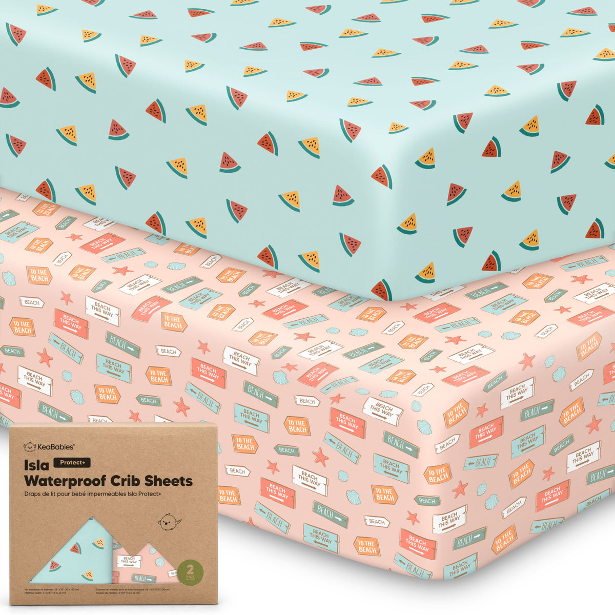 2-Pack Bamboo Waterproof Crib Sheets