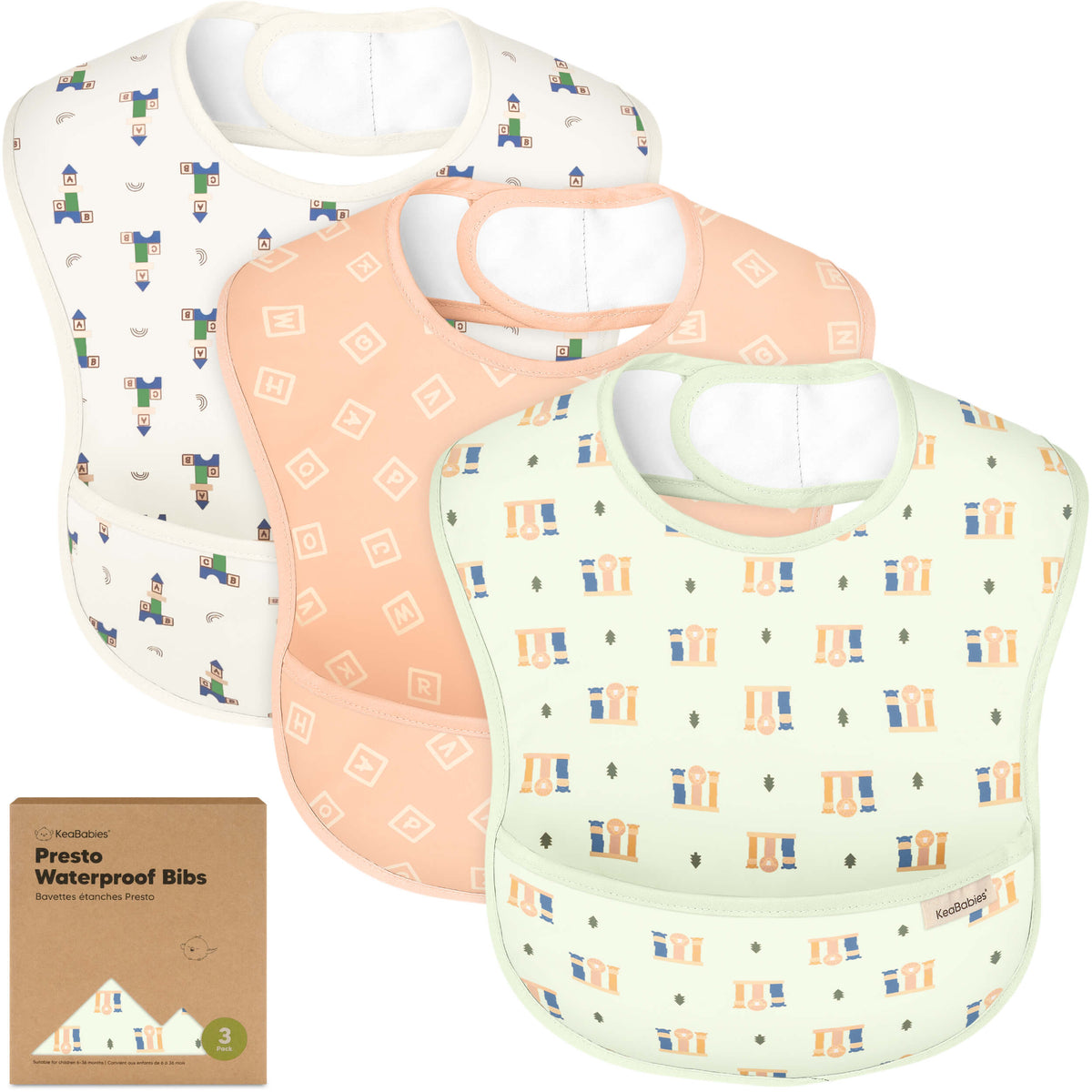 3-Pack Waterproof Baby Bibs