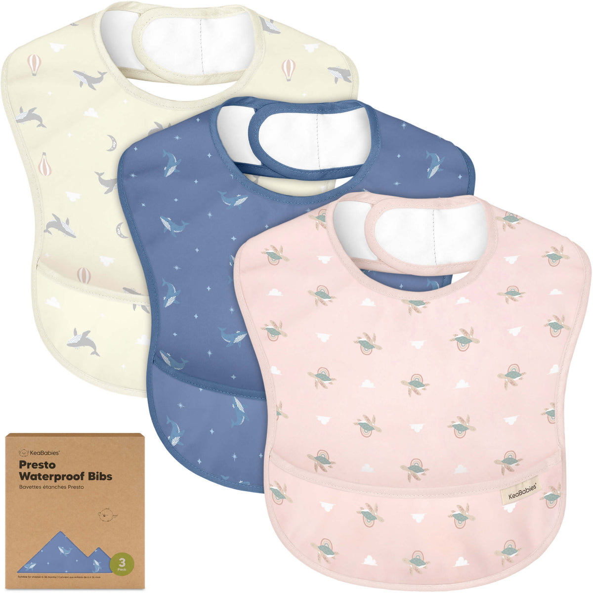 3-Pack Waterproof Baby Bibs
