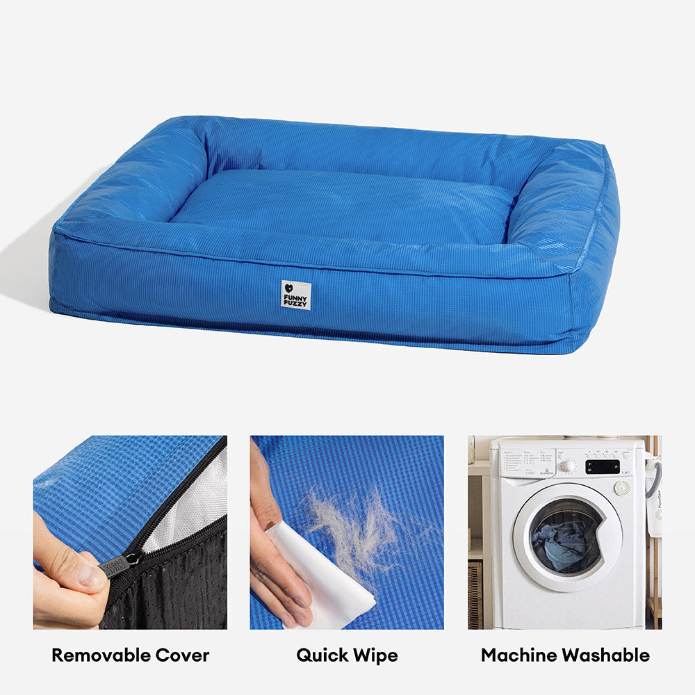 Cama para perro con bordes elevados, espuma para alivio articular y funda impermeable para razas grandes